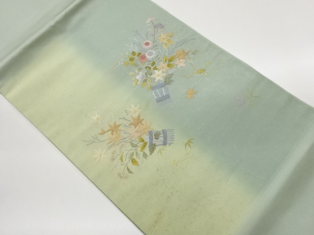 JAPANESE NAGOYA OBI / EMBROIDERY / BOUQUET PATTERN